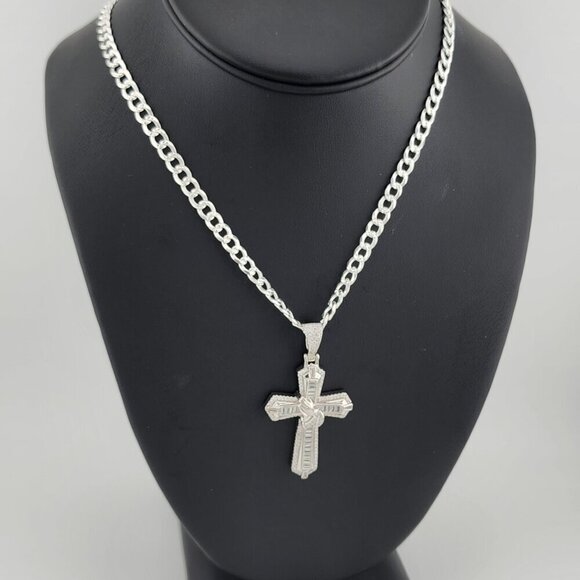 Brand New Sterling Silver 925 Cross with hands Necklace - Picture 9 of 9